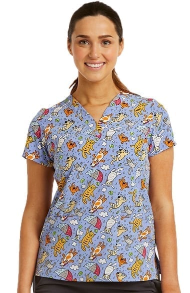 Maevn Uniforms Women's Playful Puddles Print Scrub Top | allheart