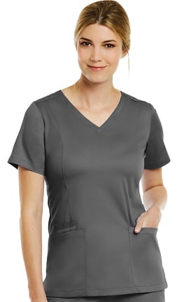 Matrix by Maevn Women's Double V-Neck Solid Scrub Top