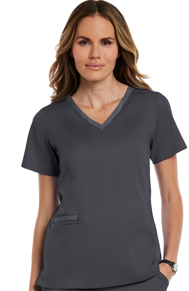 Matrix by Maevn Women's Contrast Double V-Neck Solid Scrub Top ...