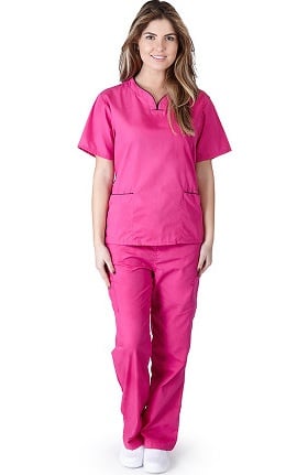 Natural Uniforms Women's Contrast Scallop Scrub Set