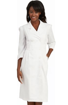 Peaches Uniforms Women's 3/4 Sleeve Embroidered Waist Scrub Dress