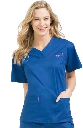 Med Couture Women's Sport Neckline Solid Scrub Top