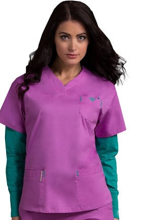 Clearance Med Couture Women's Sport Neckline Solid Scrub Top