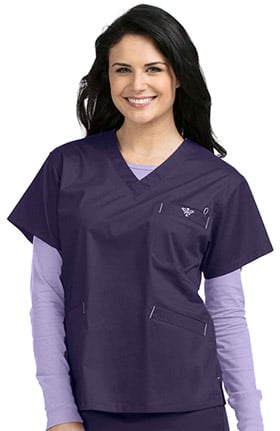 Med Couture Women's Signature V-Neck Solid Scrub Top