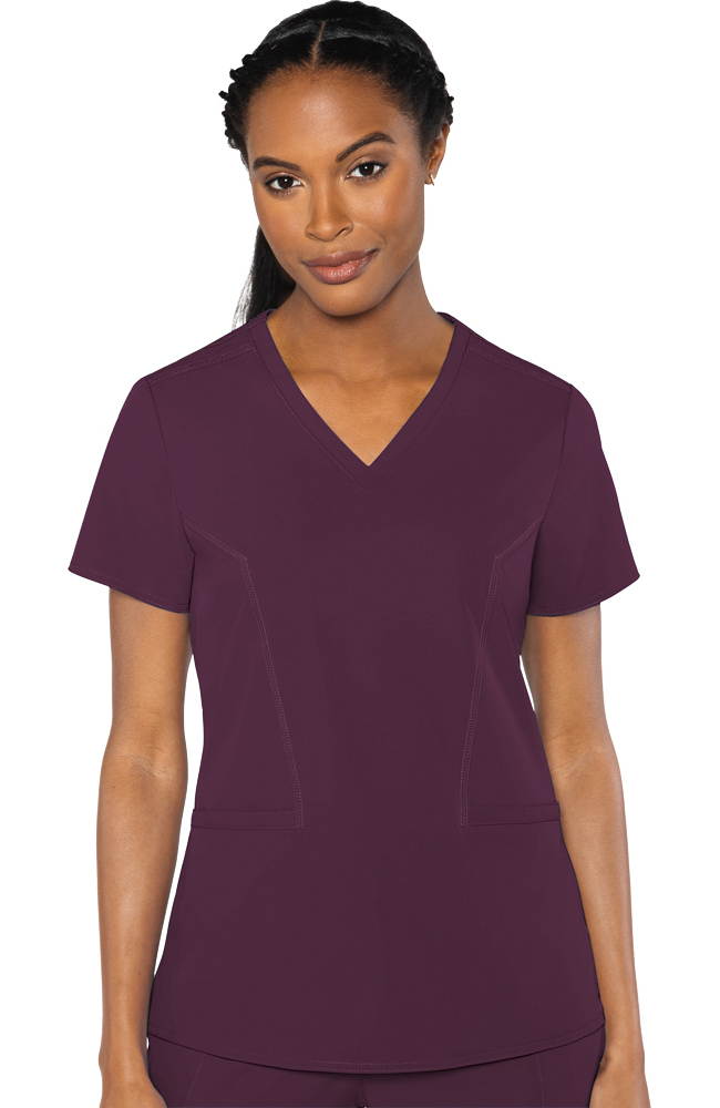 Peaches By Med Couture Women's Mirror V-neck Solid Scrub Top