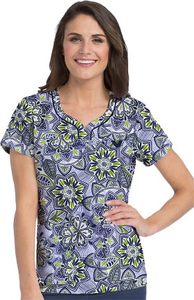 MC2 by Med Couture Women's Lexi Floral Print Scrub Top