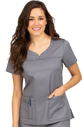 MC2 by Med Couture Women's Lexi Sport Neckline Solid Scrub Top