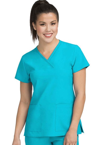 Clearance Activate by Med Couture Women's Fluid Y-Neck Solid Scrub Top