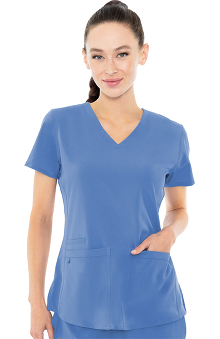 Energy by Med Couture Women's Serena V-Neck Racerback Shirttail Solid Scrub Top