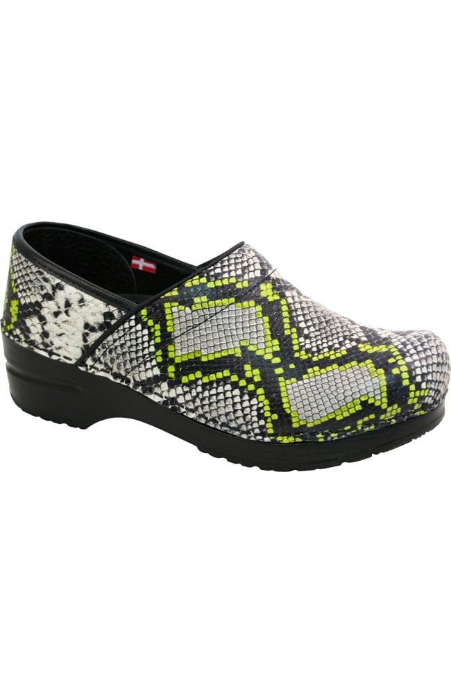 sanita snakeskin clogs