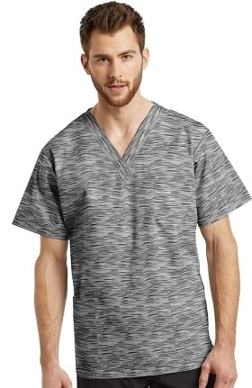 Fit by White Cross Men's V-Neck Abstract Print Scrub Top
