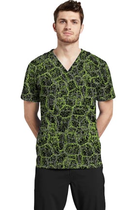Fit by White Cross Men's River Stone Green Print Scrub Top