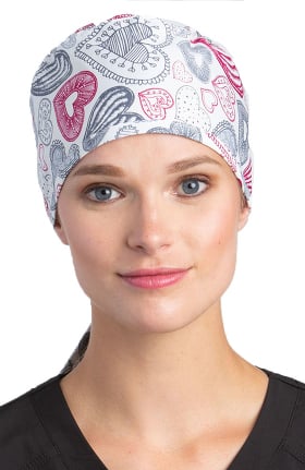 White Cross Women's Love Print Scrub Hat
