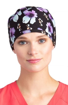 White Cross Women's Sweet Poppy Print Scrub Hat