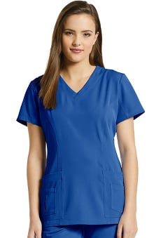 Marvella by White Cross Women's Shaped V-Neck Solid Scrub Top with Pockets