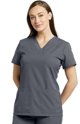 Fit by White Cross Women's V-Neck Soft Texture Solid Scrub Top