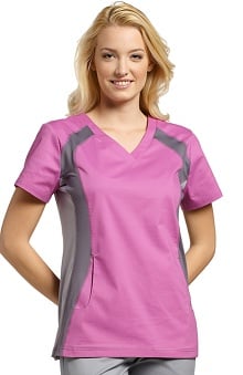 Allure by White Cross Women's V-Neck Side Panel Solid Scrub Top