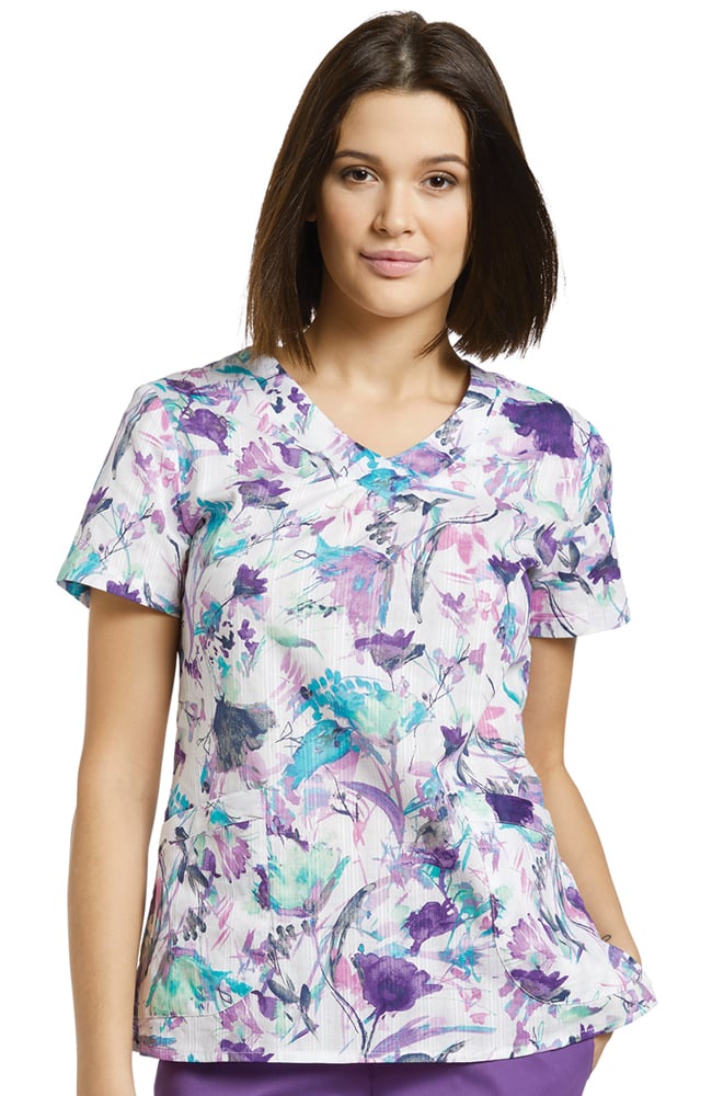 White Cross Women's V-Neck Floral Print Scrub Top | allheart.com