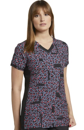 Fit by White Cross Women's V-Neck Animal Instinct Print Scrub Top