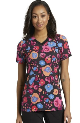 Fit by White Cross Women's Pop Art Bloom Print Scrub Top