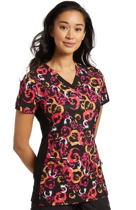 Fit by White Cross Women's V-Neck Spiral Splash Print Scrub Top