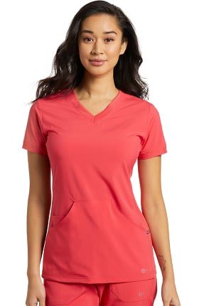 Fit by White Cross Women's V-Neck Kangaroo Pocket Solid Scrub Top