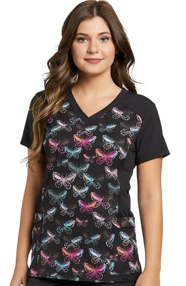 Fit by White Cross Women's V-Neck Butterfly Print Scrub Top | allheart.com