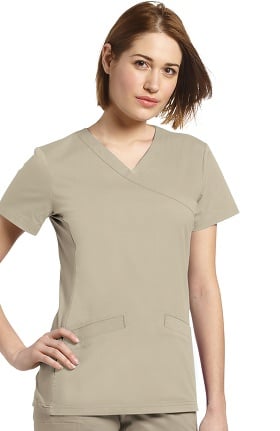 Clearance Allure by White Cross Women's Mock Wrap Knit Side Panel Solid Scrub Top