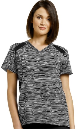 Fit by White Cross Women's V-Neck Space Dye Print Scrub Top