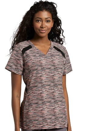 Fit by White Cross Women's V-Neck Space Dye Print Scrub Top