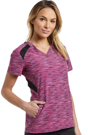 Fit by White Cross Women's V-Neck Space Dye Print Scrub Top