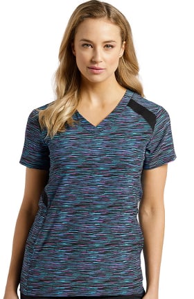Fit by White Cross Women's V-Neck Space Dye Print Scrub Top