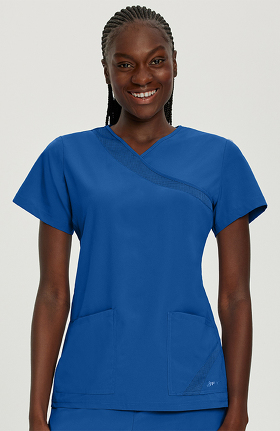 Fit by White Cross Women's Mock Wrap Solid Scrub Top