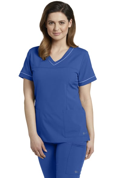 Fit by White Cross Women's Contrast Piping V-Neck Solid Scrub Top ...