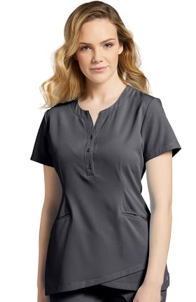 Marvella by White Cross Women's Henley Button Neckline Solid Scrub Top