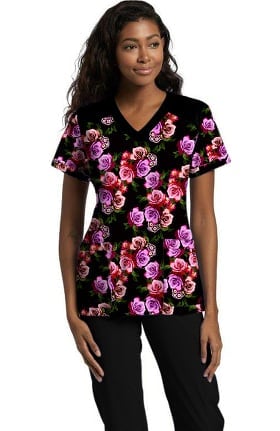 Fit by White Cross Women's Budding Beauty Print Scrub Top