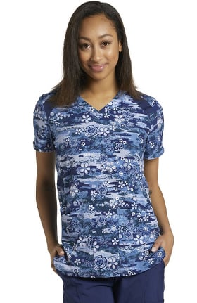Fit by White Cross Women's Camo Bouquet Print Scrub Top