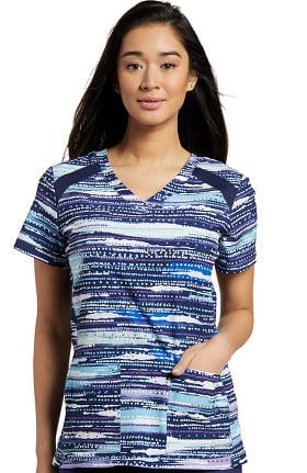 Fit by White Cross Women's V-Neck Dot Print Scrub Top