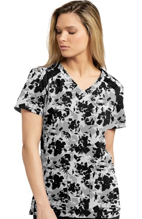 Fit by White Cross Women's V-Neck Abstract Print Scrub Top