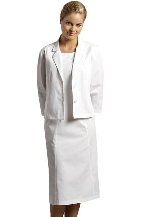 Marvella by White Cross Women's Sleeveless Embroidered Scrub Dress with Jacket