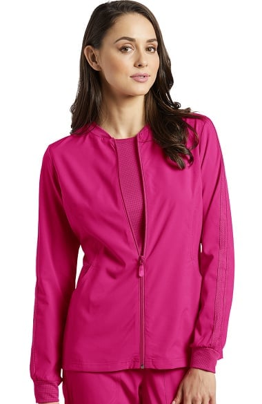 Fit by White Cross Women's Zip Front Mesh Detail Solid Scrub Jacket