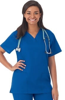 F3 Fundamentals by White Swan Women's 2 Pocket V-Neck Solid Scrub Top