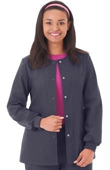 F3 Fundamentals by White Swan Women's Snap Front Warm Up Solid Scrub Jacket