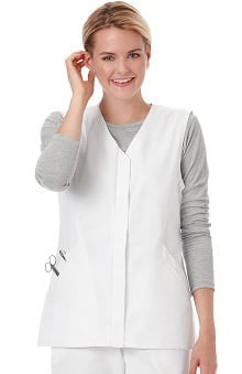 F3 Fundamentals by White Swan Women's Twill Button Front Solid Scrub Vest