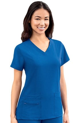 Modern Fit Collection by Jockey® Women's Zipper Pocket V-Neck Solid Scrub Top