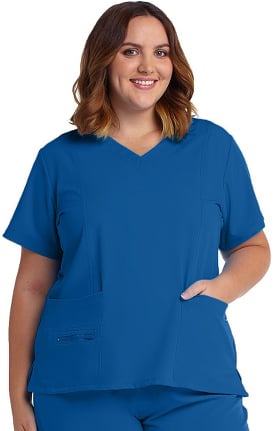 Modern Fit Collection by Jockey Women's Zipper Pocket V-Neck Solid Scrub Top