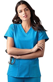 Modern Fit Collection by Jockey Women's Zipper Pocket V-Neck Solid Scrub Top