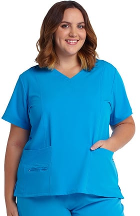 Modern Fit Collection by Jockey Women's Zipper Pocket V-Neck Solid Scrub Top