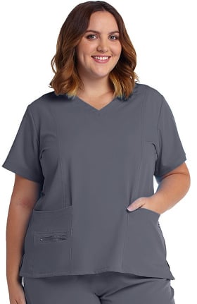 Clearance Modern Fit Collection by Jockey Women's Zipper Pocket V-Neck Solid Scrub Top