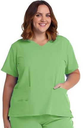 Clearance Modern Fit Collection by Jockey® Women's Zipper Pocket V-Neck Solid Scrub Top